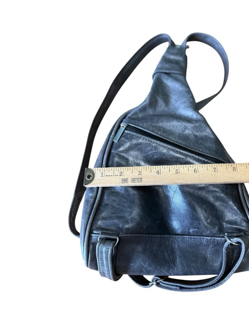 Vintage Gray Leather Convertible Sling Bag Backpack Crossbody-Leather
